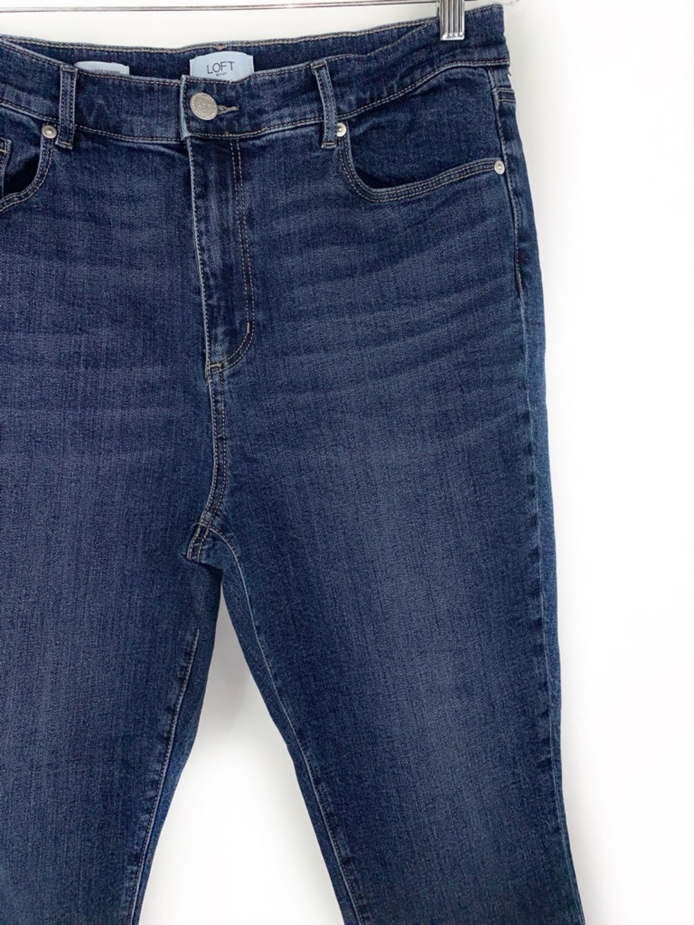 LOFT Dark Wash High-Rise Skinny Jeans - Picture 2 of 7
